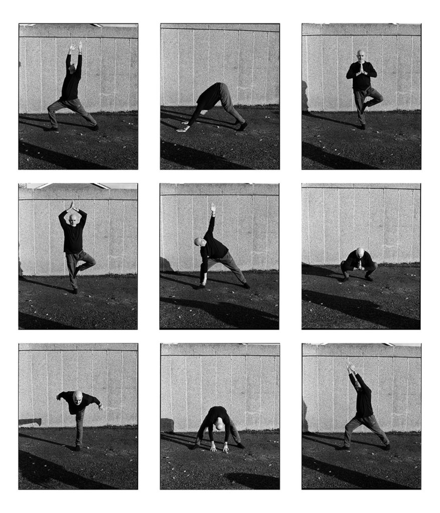Several portraits of her father in yoga poses by Tami Aftab